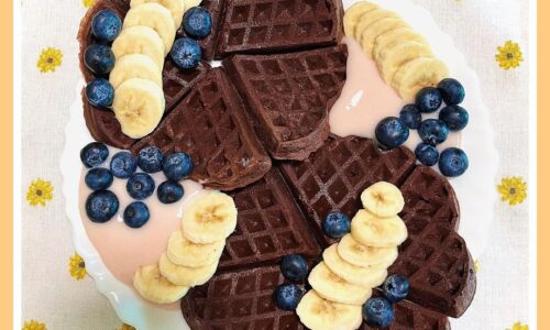 Choc Orange Waffles W/ Strawberry ‘Custard’
