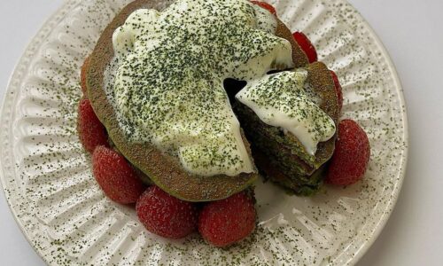 Single-serve Matcha Pancakes