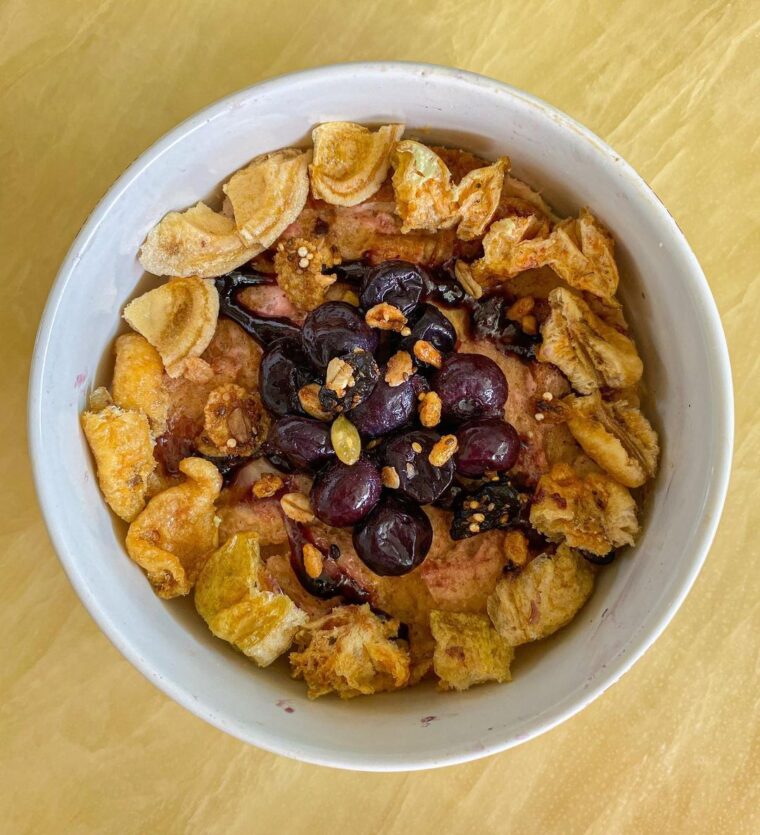 Triple Blueberry Bread Pudding