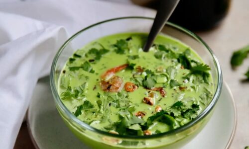 Avocado Soup With Shrimp &Garlic