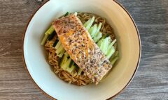 Fried Toscana Style Salmon With Instant Noodles
