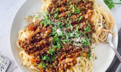 Lentil Bolognese With Spaghetti