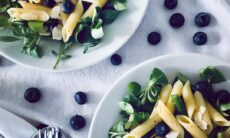 Pasta Salad With Asparagus, Blue Berries And Almonds