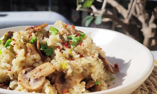 Toasted Brown Rice With Mushroom & Thyme