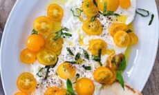 Yellow Cherry Tomato Caprese Salad