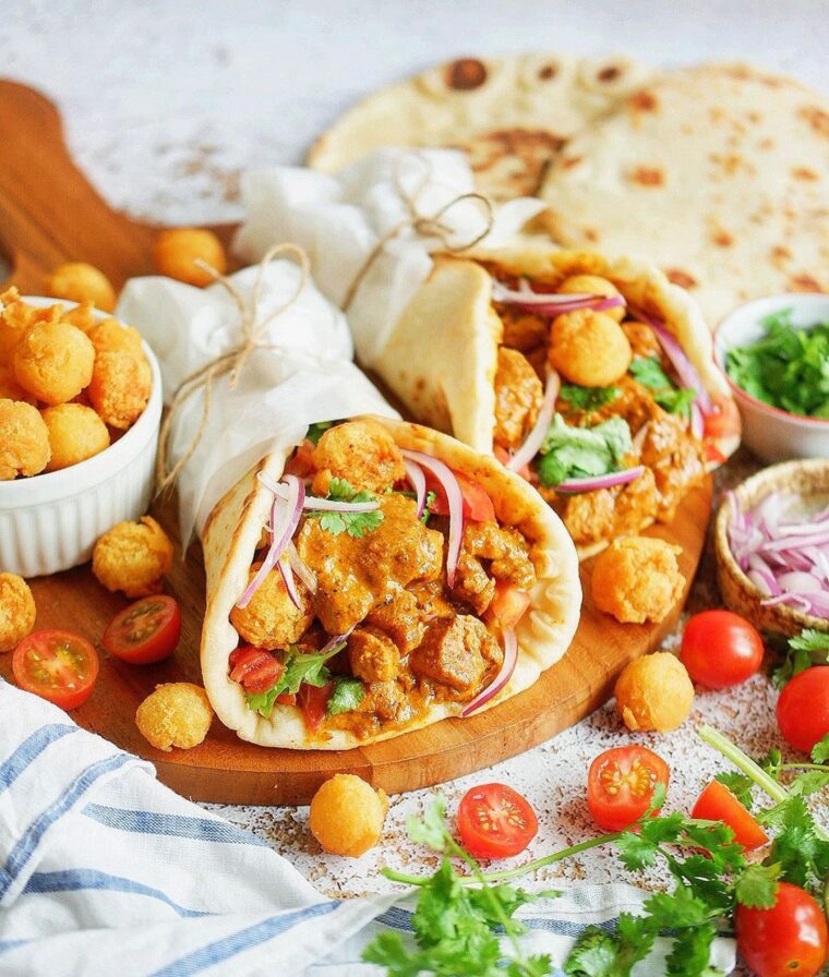 Butter Chicken Wrap In Pita Bread
