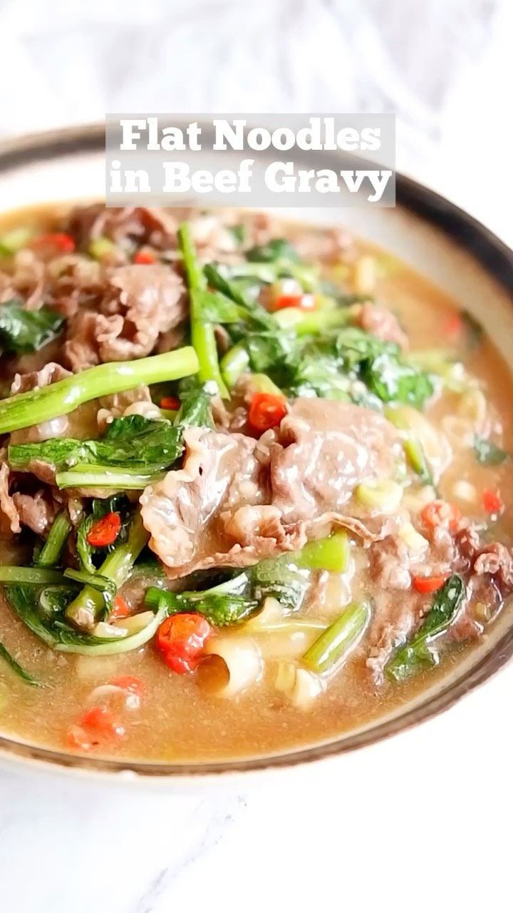 Flat Noodles In Beef Gravy