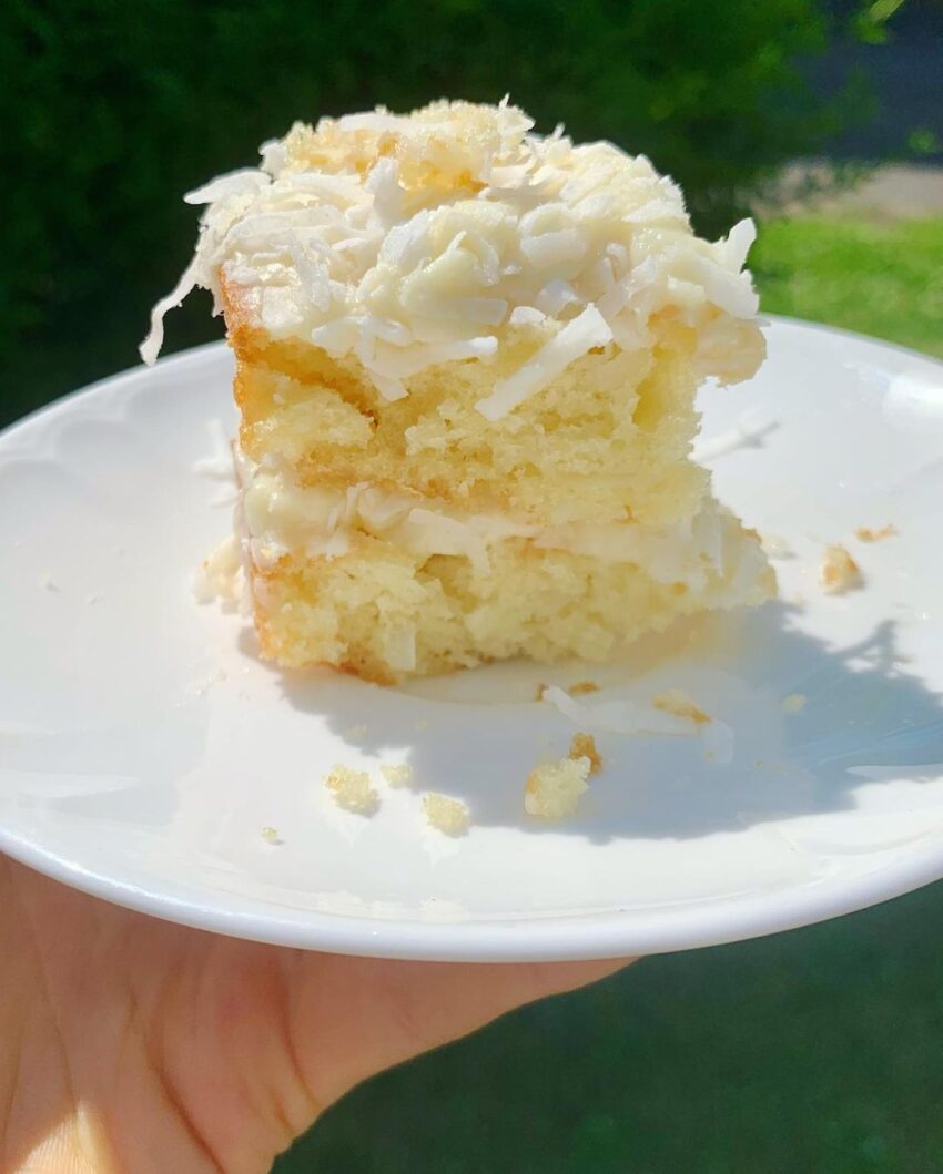 Fluffy Coconut Cake With Homemade Coconut Whipped Cream Frosting