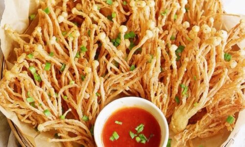 Fried Enoki Mushrooms