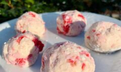 No Bake Strawberry Shortcake Protein Balls
