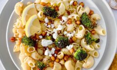 Roasted Chickpeas And Broccoli Lemon Pasta