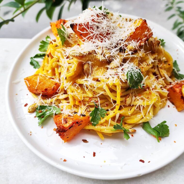 Roasted Pumpkin Pesto Pasta