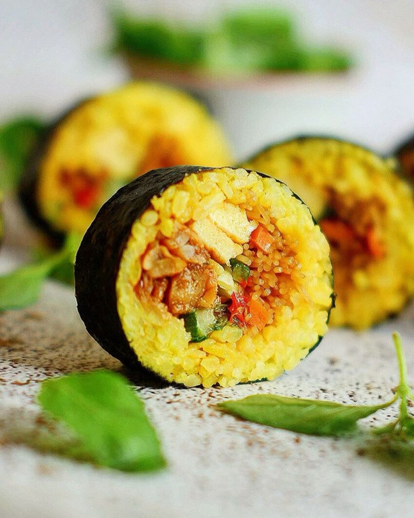 Turmeric Coconut Rice Roll In Seaweed