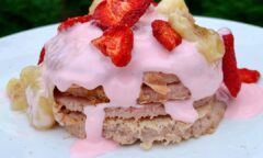 Vegan Strawberry Banana Smoothie Pancakes
