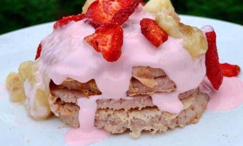 Vegan Strawberry Banana Smoothie Pancakes