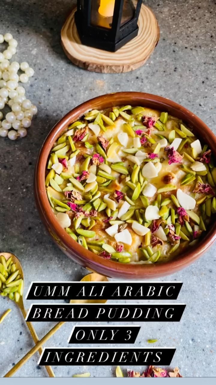 3 Ingredients Umm Ali (Egyptian Baked Bread Pudding)