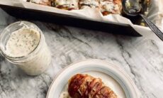 Baked Husselback Potatoes With White Sauce