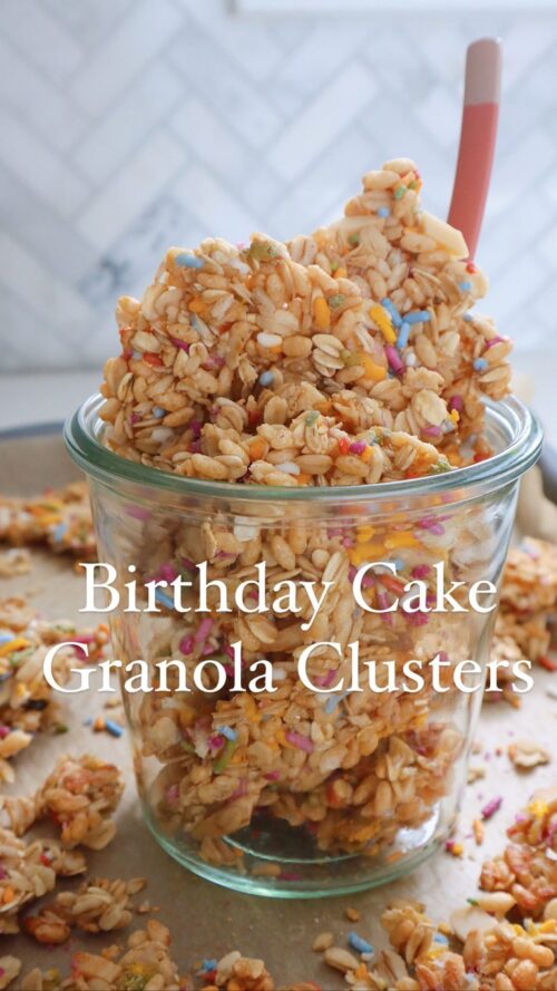 Birthday cake granola clusters