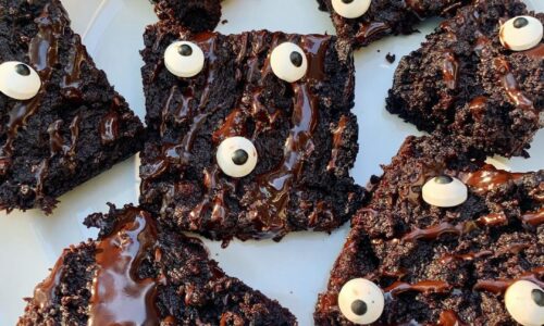Fudgey Sweet Potato Spooky Brownies