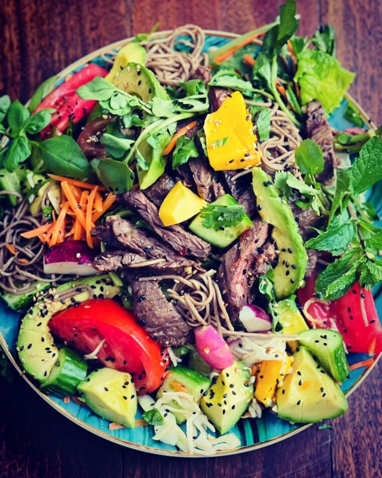 Hillstone’s Thai Steak Avocado & Mango Salad With Buckwheat Noodles
