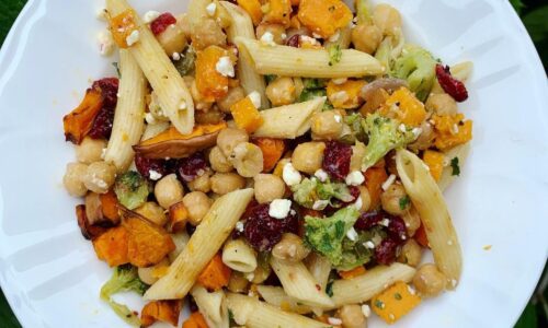 Mayo-free Roasted Butternut Squash Pasta Salad