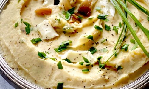 Roasted Garlic And Chive Golden Mashed Potatoes
