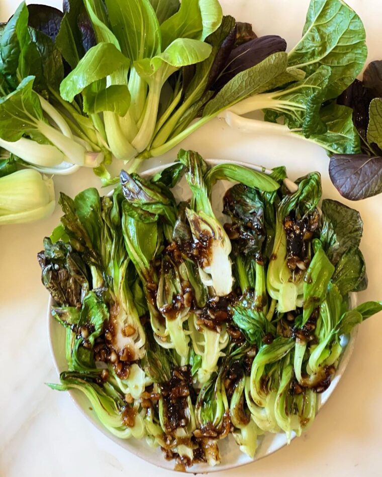 Sautéed Bok Choy With Oyster Sauce, Honey, Garlic And Ginger