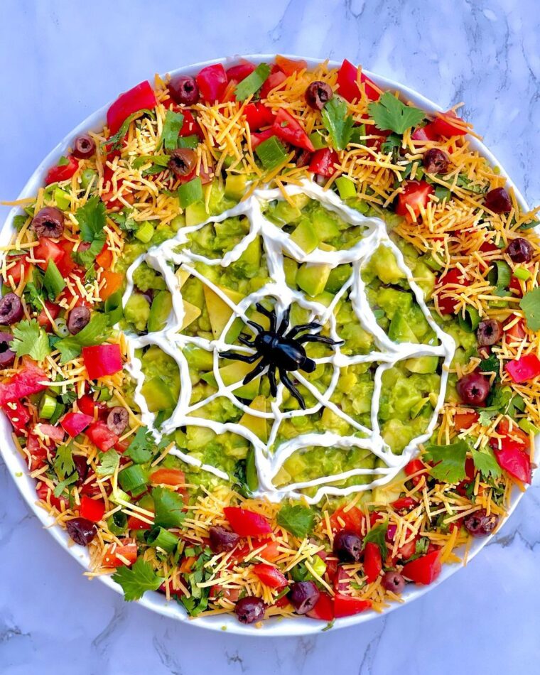 Spooky Spider Web Black Bean And Avocado Dip