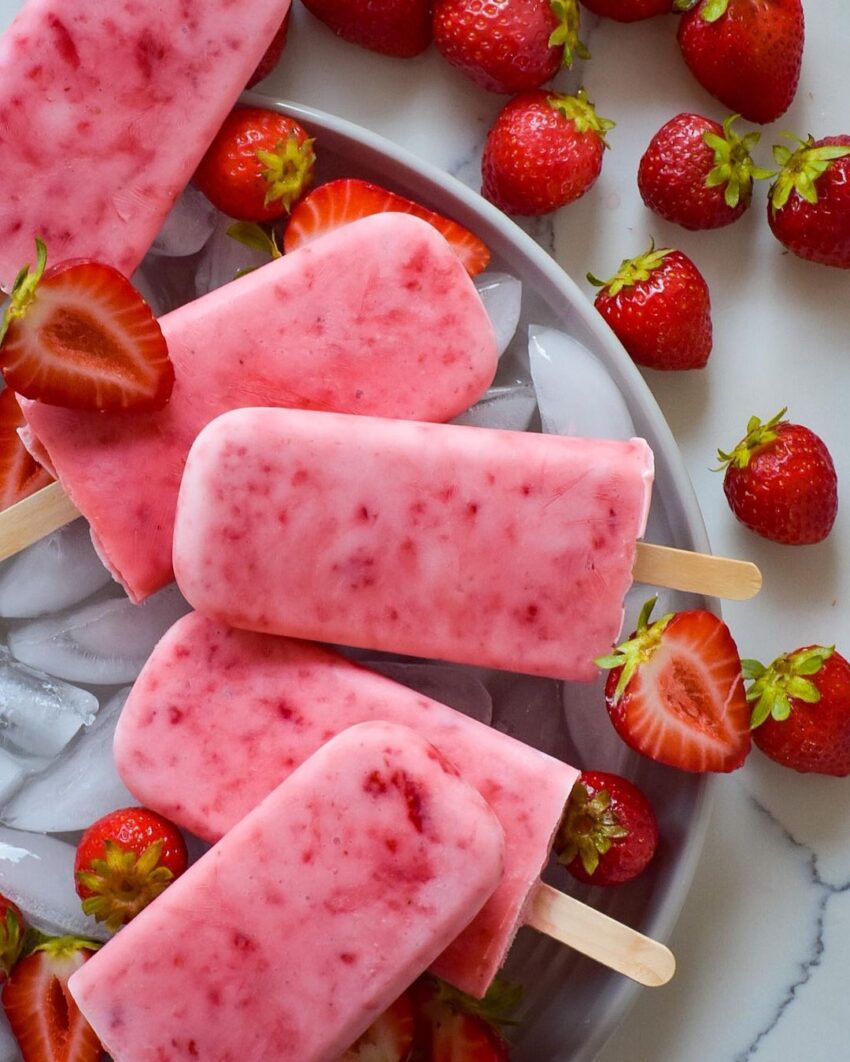 Strawberry Yogurt Popsicles