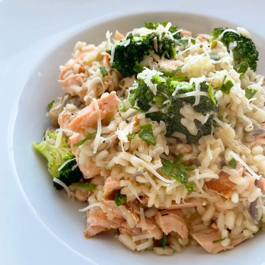 Creamy Salmon Veggie Risotto