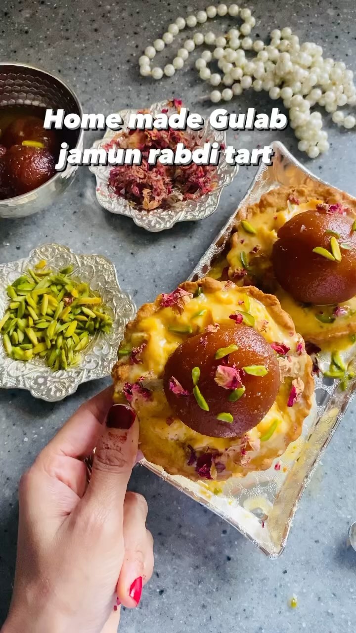 Homemade Gulab Jamun Rabdi Tart