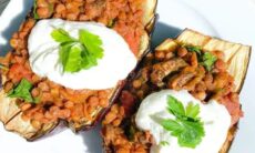 Lentil Stuffed Eggplant