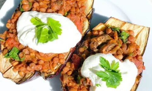 Lentil Stuffed Eggplant