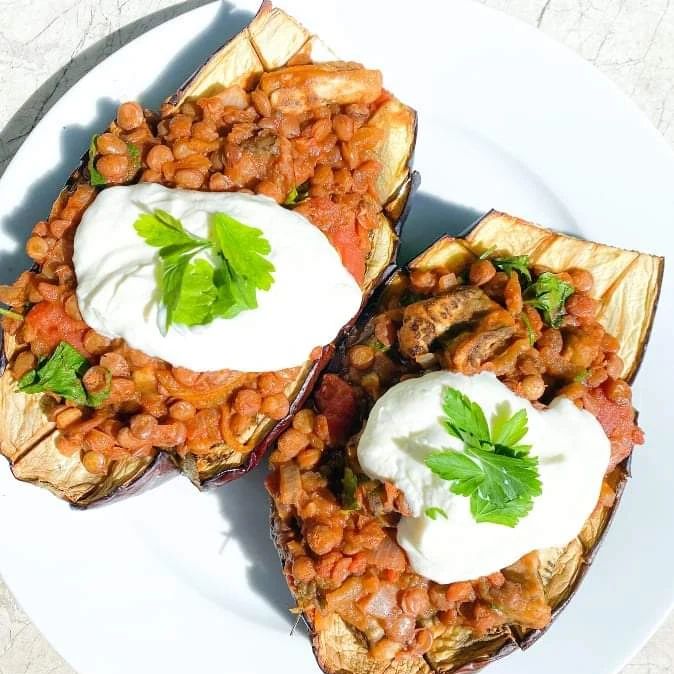 Lentil Stuffed Eggplant