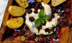 Roasted Grape And Burrata Bruschetta With Lemon Zest