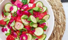 Watermelon Salad With Herbed Yoghurt Sauce