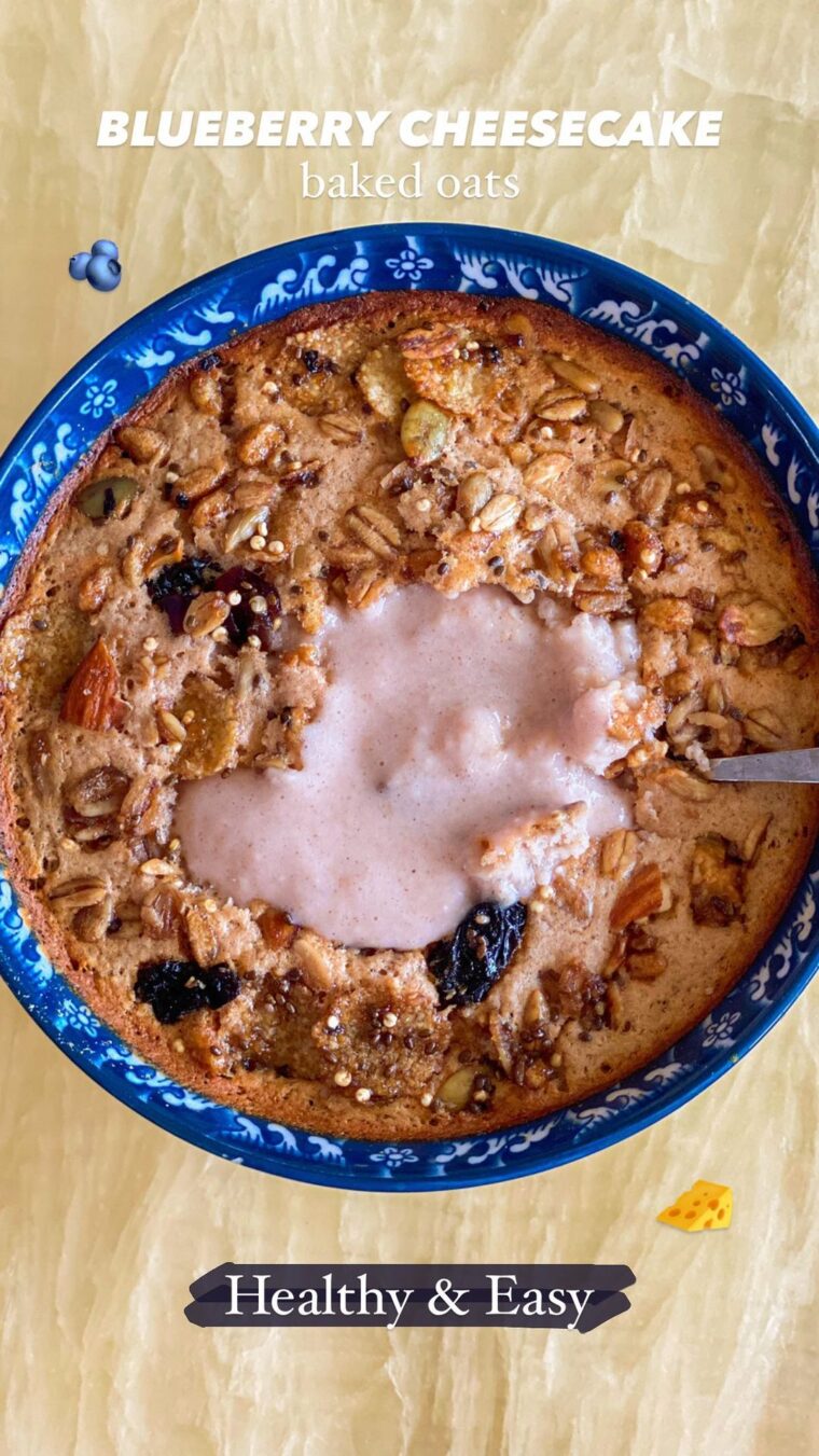 Blueberry Cheesecake Baked Oats