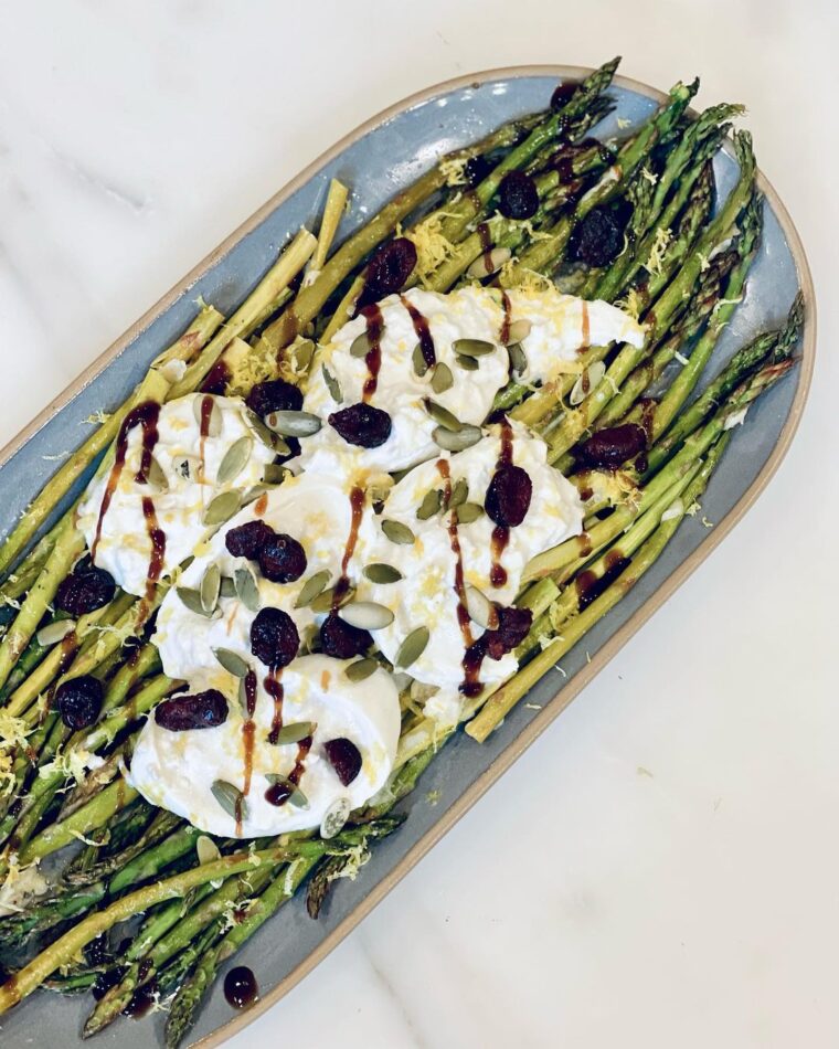 Roasted Asparagus With Burrata