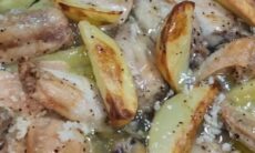 Lemony Garlicky Mid Wings With Potatos And Veggie Rice