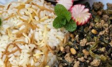 Spinach Stew Served With Some Rice