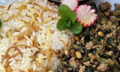 Spinach Stew Served With Some Rice