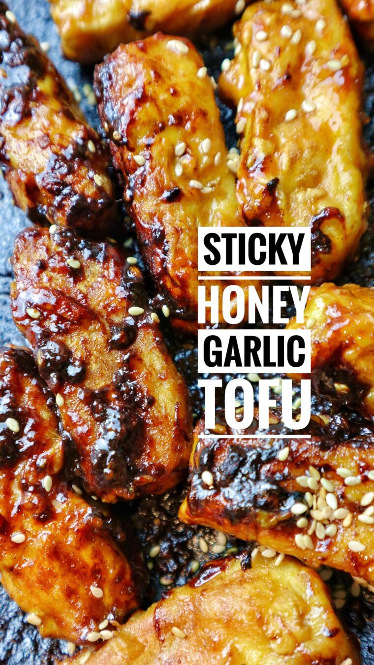 Sticky Honey Garlic Tofu⁣