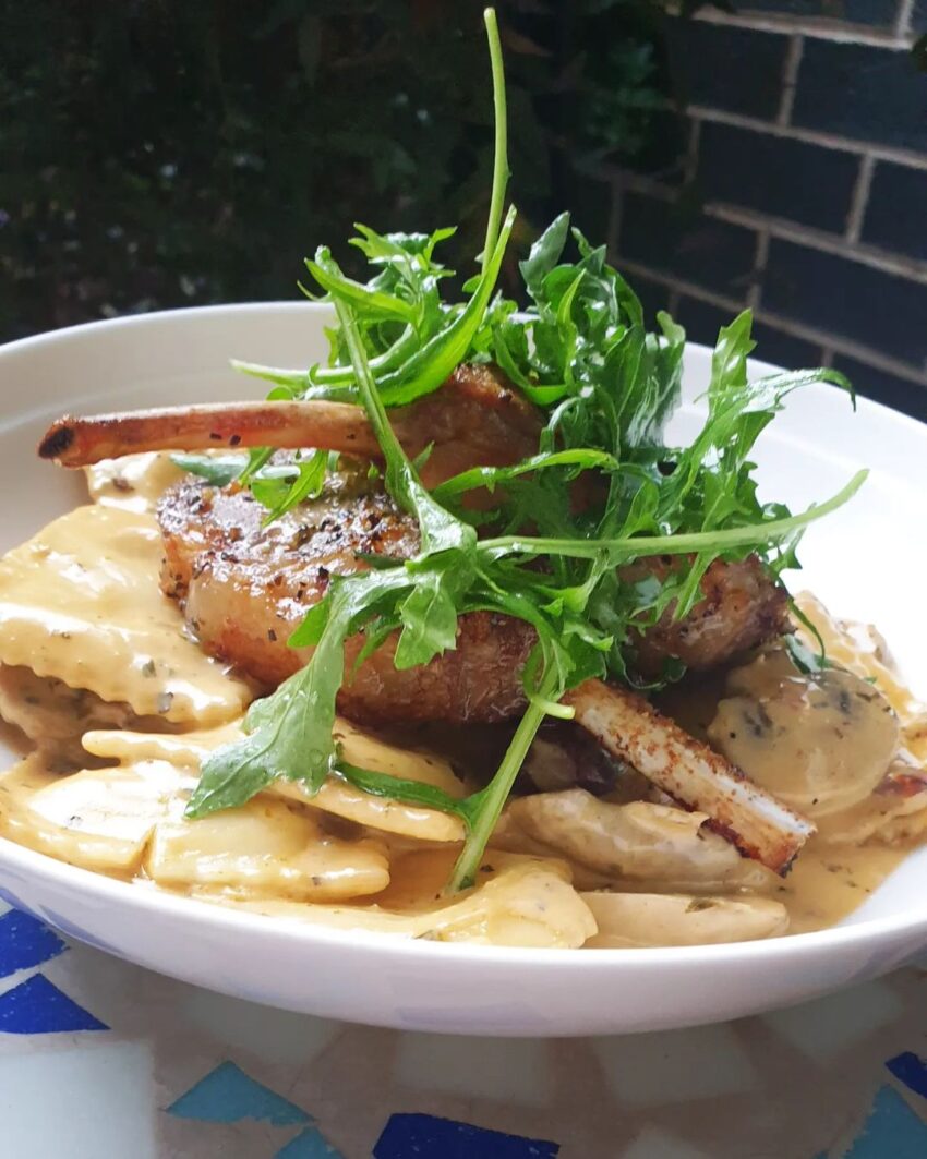 Sundried Tomato Pesto Ravioli With Grilled Lamb Cutlets