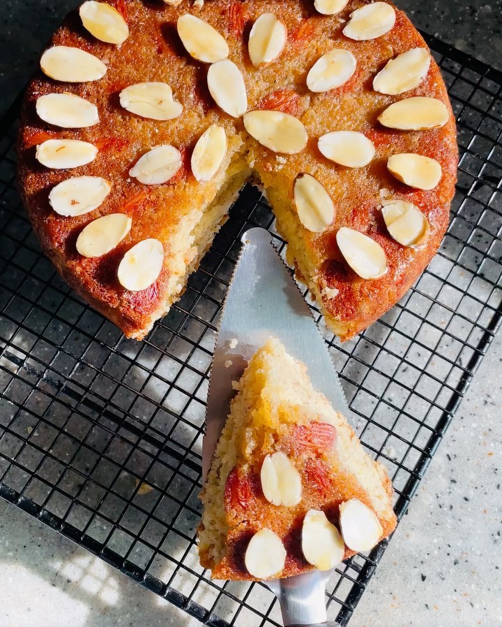 Hot Milk Almond Cake With Honey Glaze