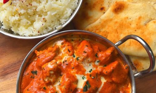 Butter Chicken Served With Basmati Rice