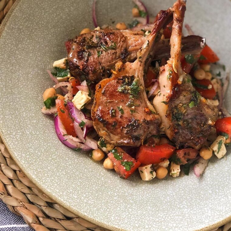 Lamb Chops Served With Chickpea Salad