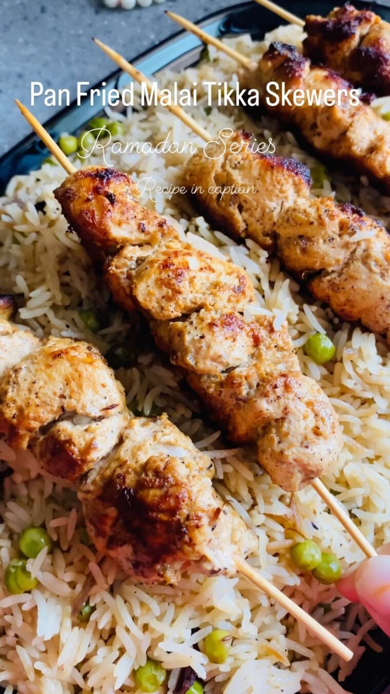 Creamy Malai Chicken Skewers On Stove Top