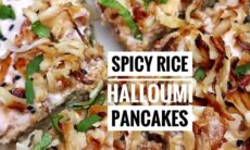 Spicy Rice Pancake With Honey Halloumi