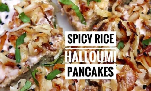 Spicy Rice Pancake With Honey Halloumi