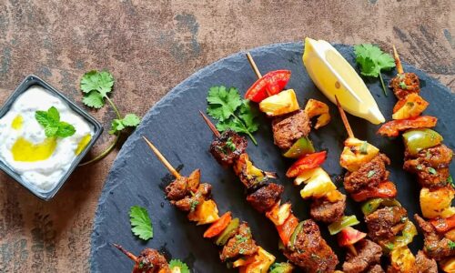 Ostrich Kebabs With Tzatziki Sauce